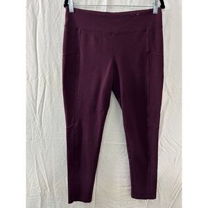 Mudd Women's Ponte 4xFLX‎ Stretch Pull On Ankle Pants Size L Maroon